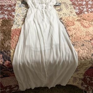 Trixxi White Textured Maxi Dress with Smocked Waist